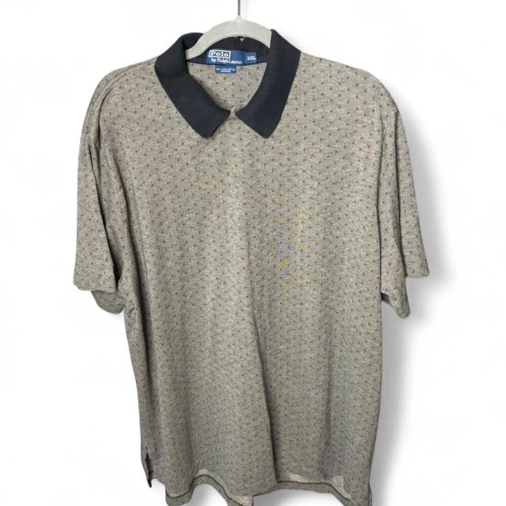 Polo Ralph Lauren XXL Pima Cotton Grey Geometric Micro Print Polo Shirt